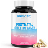 GOBIOTIX Postpartum Vitamins for Breastfeeding Moms - Postnatal Lactation Supplement with Organic Herbs, Minerals, Nutrients for New Mothers and Baby - Postpartum Essentials, Non GMO, Vegan, 60 Caps