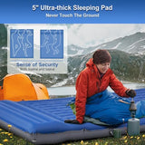Double Sleeping Pad Camping, Self Inflating 6'' Extra-Thick 2 Person Pillow Built-in Foot Pump Waterproof Inflatable Sleeping Mat Backpacking, Tent, Hiking, Portable Camping Pad (Navy Grey)