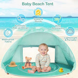 Zooawa Baby Beach Tent, Pop Up Beach Tent Sun Shade for Beach, Portable Shade Pool UV Protection Sun Shelter for Infant with Beach Sand Toys Set