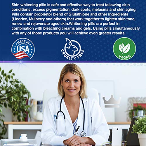 3 Pack Glutathione Whitening Pills - 120 Capsules 2000mg Glutathione - Effective Skin Lightening Supplement - Dark Spots, Melasma & Acne Scar Remover, Hyperpigmentation Treatment - Anti-Aging Antioxidant