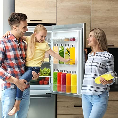 [12 Pack]18 oz Glass Water Bottles with Lids, Juice Bottles, Clear glass juice bottle for juicing, Eco-Friendly Reusable Glass Juicing Bottles with Stainless Steel Lid, BPA Free,Leak-Proof