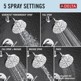 Delta Faucet Nicoli 14 Series Single-Handle Tub and Shower Trim Kit, Shower Faucet with 5-Spray H2Okinetic Shower Head, Chrome 144749 (Shower Valve Included)