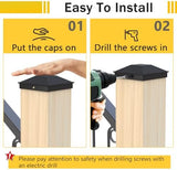 Goovilla 6x6 Post Caps Black(Actual 5.5" x 5.5"), 8 Pack Fence Post Caps with 16 Screws and Easy Installation, Sturdy Waterproof Plastic Deck Post Caps with Frosted Finishing Touch, Protect Wood Post