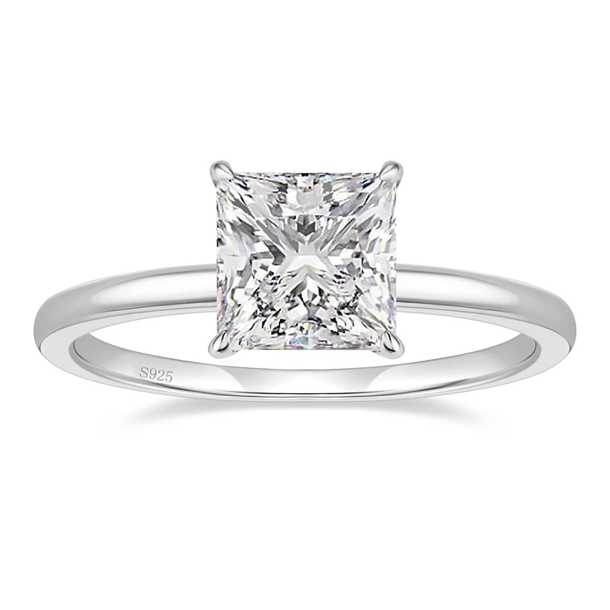 EAMTI 2CT 925 Sterling Silver Engagement Rings Princess Cut Cubic Zirconia CZ Wedding Promise Rings for Her Stunning Wedding Bands for Women Size 6