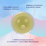 Yerba Mate Instant Powder, 3-in-1 Super Drink Clean Energy, Brain Fog Buster, Supports Energy, Focus and Gut Health, Peach Mango Flavor.