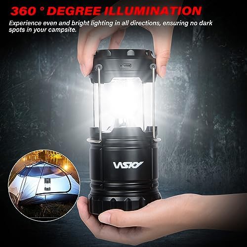 Wsky Solar Camping Lantern 4-Pack - Rechargeable LED Lights, Magnetic Base & Foldable Hanging Hook- Collapsible Lamp Battery Powered Perfect for Power Outages, Hiking, Campsites, Emergencies