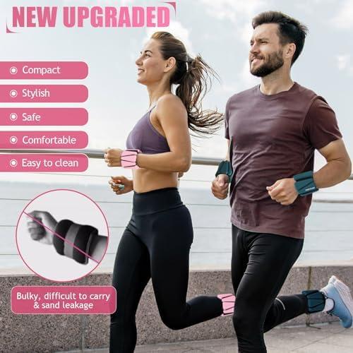 Wrist Ankle Weights Set of 2(1 lb/2 lbs Each) Adjustable Weights Training Intensity for Strength Training Walking Running Yoga Pilates Jogging for Women Men
