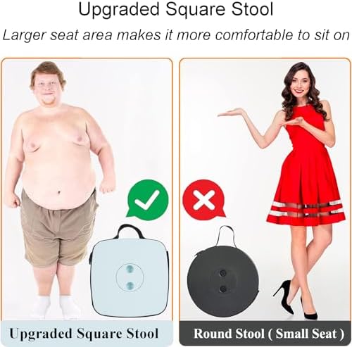 Fishboy Upgraded Square Collapsible Stool, 400lb Max Weight, Lightweight But Sturdy, Portable Retractable Folding Telescoping Foldable Camping Stool for Adults Outdoor Fishing Hiking Travel BBQ