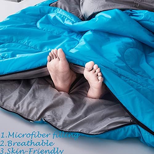 Tuphen Double Sleeping Bag, Sleeping Bag with 2 Pillows, Queen Size XL Bag for 2 People, Cold Warm Weather- 3 Seasons, Waterproof Adults for Camping, Backpacking or Hiking