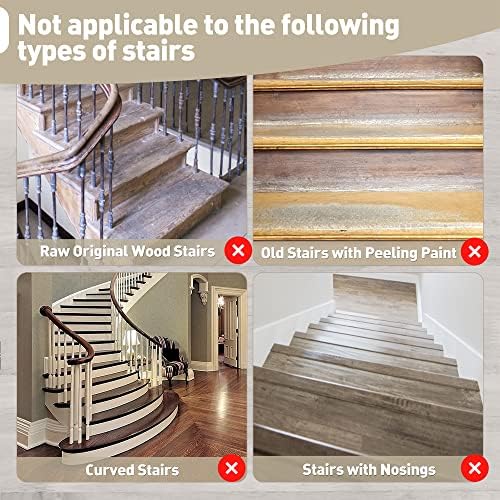 PURE ERA Bullnose Carpet Stair Treads Set Tape Free Non-Slip Indoor Stair Protectors Pet Friendly Rugs Covers Soft Skid Resistant Washable Reusable 9.5" x 30"(14 Pieces,Cream Gray)