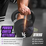 Yes4All Powder Coated Cast Iron Kettlebell Strength Training Kettlebells Weight Set for Full Body Workout, Home Gym
