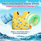 HeySplash Swim Vest for Kids, Toddler Pool Floaties Fit 20-50/70 Lbs, Children Swimming Vest with Adjustable Strap, Swim Jacket Water Wing Arm Float, Puddle Sea Beach Boat Jumper Boy Girl Baby