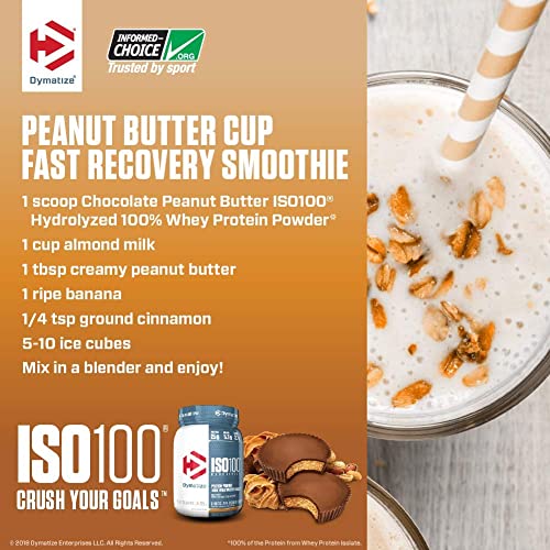 Dymatize ISO100 Whey Protein Powder Isolate, Chocolate Peanut Butter, 25g of Protein, 5 Pound, 5.5g BCAAs, Less Than 120 Cal., Gluten Free, 1g Fat, 1g Sugar, 2g Carb (71 Servings)