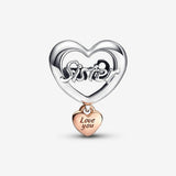 PANDORA Love You Sister Heart Charm - Compatible Moments - Stunning Women's Jewelry - Gift for Her - Made Rose & Sterling Silver - With Gift Box