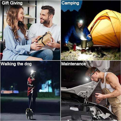 Rechargeable Headlamp Flashlight 2-Pack, 8 LED 2500 Lumen Ultra-Light Bright Headlight with Motion Sensor, Waterproof Lightweight Head Lamp for Adult Kid, Headlamps for Outdoor Camping Running Fishing