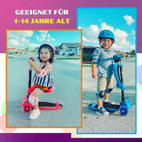 Hurtle 3-Wheeled Scooter for Kids - Wheel LED Lights, Adjustable Lean-to-Steer Handlebar, and Foldable Seat - Sit or Stand Ride with Brake for Boys and Girls Ages 1-14 Years Old