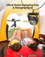 20000mAh Rechargeable Camping Fan with LED Lantern,Portable Battery Powered Outdoor Fan for Bedroom,Camping,Travel,Hiking,Beach,Office,Trave Accessories(Black)