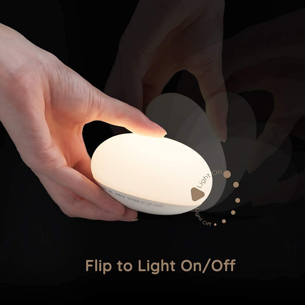 EASZZZ Baby Night Light, Nursery Night Lamp for Breastfeeding, Soft BPA Free Silicone Touch Night Lamp, Eye Caring, Easy Flip Design, Stepless Dimming, 1-Pack