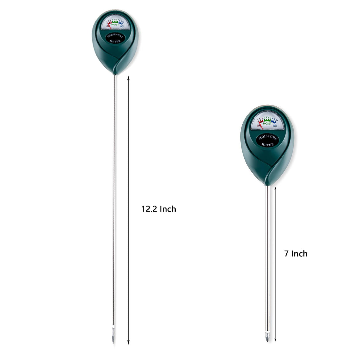 Tennedriv Green Long Probe Soil Moisture Meter for Outdoor Plants, Plant Water Meter for Outdoor Plants,Plant Moisture Meter for Indoor Plants and Outdoor Plants, No Batteries Required, 2 Pack