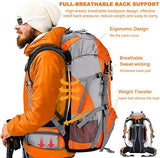 Loowoko 50L Hiking Backpack, Waterproof Camping Essentials Bag with Rain Cover, 45+5 Liter Lightweight Backpacking Back Pack