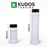 Kudos-Trading - Flexible Toilet Pan Connector Universal WC Flexi Slinky Waste Soil Pipe 300mm-700mm, Adjustable Length, Easy to Install, Anti-Kink & Odour Resistant, Suitable for All Standard Toilets