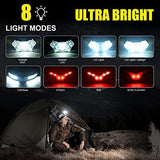 EXIN DECHEN LED Headlamp Rechargeable, 1200 Lumen Super Bright Headlamp Flashlight, 270° Wide Beam LED Headlamps with Red Taillight, 8 Mode Lightweight Waterproof Head Lamp