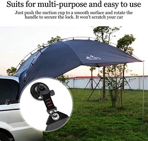 CONBOLA Suction Cup Hooks Heavy Duty 4 Pieces Car Camping Essentials Upgraded Tie Down Suction Cup Camper Accessories with Securing Hook Strong Power for RV Boat Window Glass Camping Trap.(4 pcs)