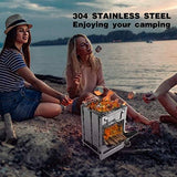 REDCAMP Wood Burning Folding Camp Stove Stainless Steel Grid, Portable Collapsible Backpacking Stove Survival Rocket Stove for Hiking Outdoor Tent Camping Picnic BBQ, Samll