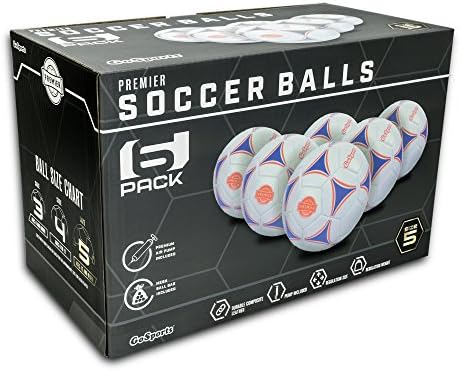 GoSports Premier Soccer Balls - Single or 6 Pack - Sizes 3, 4, 5, with Ball Pump