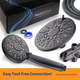 AquaDance 7" Premium High Pressure 3-Way Rainfall Combo with Stainless Steel Hose – Enjoy Luxurious 6-setting Rain Shower Head and Hand Held Shower Separately or Together – Oil Rubbed Bronze Finish