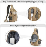 G4Free Canvas Sling Bag Crossbody Backpack with USB Charging Port & RFID Blocking, Hiking Daypack Chest Bag for Women Men