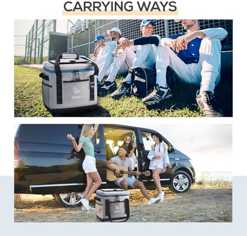 TOURIT Portable 50-Can Collapsible Rolling Soft Cooler with 29L Space & Reinforced All-Terrain Cart with Wheels Easy Transportation, Large Leakproof Travel Beach Ice Chest for Grocery Shopping