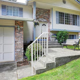 Outvita Handrails for Outdoor Steps, Wrought Iron Handrail Fits 2 or 3 Steps, Transitional Handrail with Installation Kit, Stair Railing for Concrete Steps or Wooden Stairs(White)