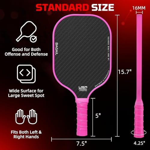 BAGAIL Pickleball Paddles, USAPA Approved Fiberglass Surface Pickleball Set, Lightweight Pickle Ball Rackets with 4 Balls, 1 Bag, Designed in California for Traction and Stability