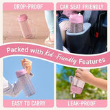 Bentgo Kids Water Bottle - Leak-Proof, Durable Tritan, BPA-Free 15 oz. Cup for Kids/Toddlers Ages 3+, Safe Sip Spout, Carrying Handle, & Dishwasher Safe for School (Glitter Edition - Petal Pink)