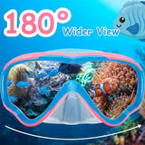 Vvinca Kids-Goggles with Nose Cover, Diving Mask Elastic Fabric Strap Anti Fog Anti Shattered Lens for Kids Swim Goggles 3-14