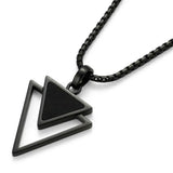 Galis Mens Necklace - Premium Stainless Steel for Men, Non Tarnish with Triangle Black Enamel Pendant, Chain Pendants, Stylish - Gifts for Him - Black 24"