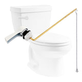 Hibbent Universal Front Mount Metal Toilet Handle Replacement Kit, Brass Toilet Tank Flush Lever with Stainless Steel Adjustable Flapper Chains for Most Toilets, White