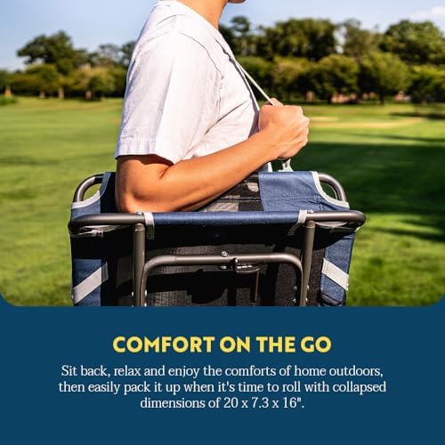 GCI Outdoor Big Comfort Wide Stadium Chair with Adjustable Backrest, Black