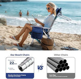 ALPHA CAMP Beach Chairs Set of 2 with Cooler Bag 4 Position Classic Lay Flat Folding with Backpack Straps Support 250LBS (Sky Blue)