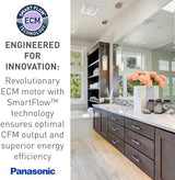 Panasonic WhisperValue Ceiling/Wall Mount Bathroom Exhaust Fan, 50-80-100 CFM, FV-0510VS1