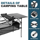 Lightweight Aluminum Folding Camping Table (47” x 21.65” x 26.7”), Portable Roll-Up Design for Outdoor, Camping, Beach, BBQ, Patio, and Picnic, Durable & Waterproof with Carrying Bag