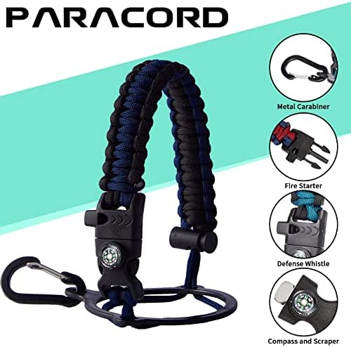 64OZ Insulated Water-Bottles with Straw - Spout Lid, Stainless Steel Metal Water Jug Keep Cold 48h/Hot 24h, Half Gallon Water Bottle w/Paracord Handle & Carry Sleeve Strap for Hiking Camping Sport