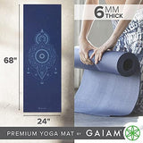 Gaiam Yoga Mat - Premium 6mm Print Extra Thick Non Slip Exercise & Fitness Mat for All Types of Yoga, Pilates & Floor Workouts (68"L x 24"W x 6mm Thick)