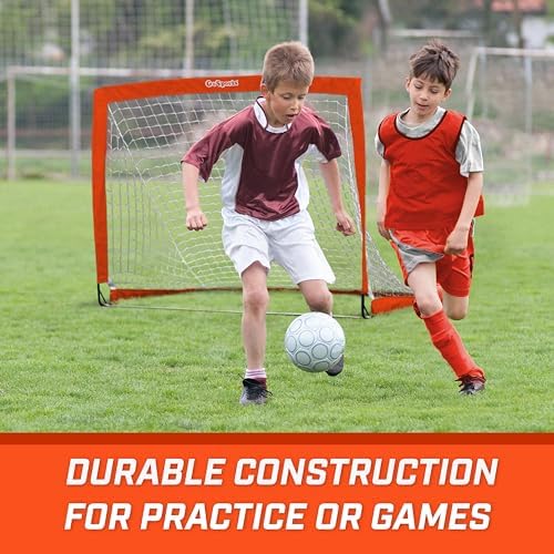 GoSports Portable Soccer Goals for Kids - 13 Color Options - Choose 4 x 3 ft or 6 x 4 ft - Team Tone Pop Up Nets for Backyard