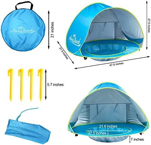 Monobeach Baby Beach Tent Pop Up Portable Shade Pool UV Protection Sun Shelter for Infant