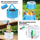 Odoland 29pcs Camping Cookware Mess Kit, Non-Stick Lightweight Pots Pan Kettle, Collapsible Water Container and Bucket, Stainless Steel Cups Plates Forks Knives Spoons for Outdoor Backpacking Picnic