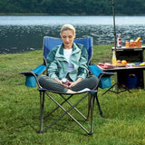 TIMBER RIDGE Oversized Folding Camping Chair Support 550 LBS, Heavy Duty Portable Chairs with Cup Holder Side Pocket for Lawn, Outdoor Picnic, Fishing, 2 Pack(Navy)