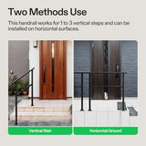 VIVOSUN Outdoor Handrail, 3 Step Stair Handrail, 40" x 36" Fits 1 to 3 Steps, Wrought Mattle Iron Handrail for Concrete Steps, Porch Steps, One-Step Assembly, Black