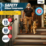 Outdoor Stair Treads Non Slip 24" x 4" - 15-Pack Weather Resistant Exterior Grip Tape for Wooden Steps - Non Slip Stair Treads - Anti Skid Strips - Waterproof 80-Grit Adhesive Treads by Thunder Grip